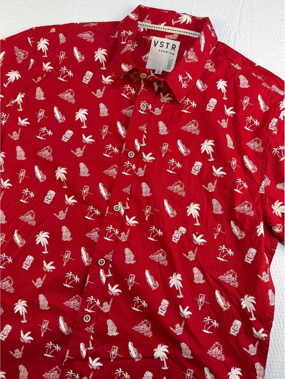 VSTR Premium Men’s XXL Red Tiki Hawaiian Shirt Tropical Aloha Cotton Hang Loose